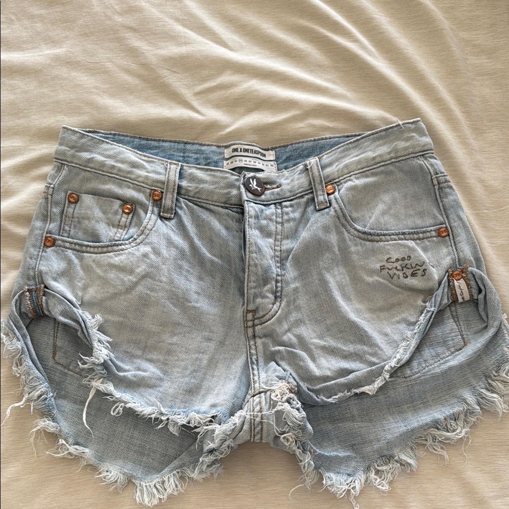 One Teaspoon Light Blue Denim Shorts size 25